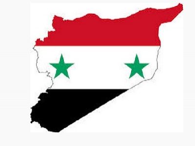 Сирия: флаг (асадовский) на фоне карты. Источник - vk.com