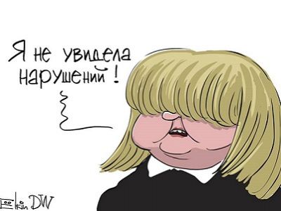 Элла Памфилова и нарушения на выборах. Карикатура: С. Елкина, facebook.com/DWrussian, www.facebook.com/sergey.elkin1