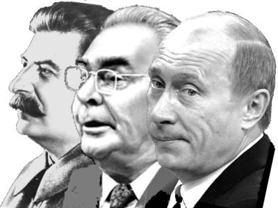 Сталин, Брежнев, Путин. Коллаж: Павел Матвеев