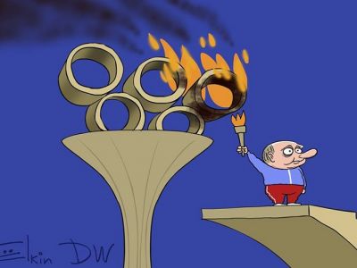 Путинизм и олимпийское движение. Карикатура С.Елкина: dw.com