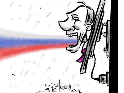 Прошла очередная прямая линия с Путиным. Рисунок: Андрей Петренко. https://t.me/PetrenkoAndry
