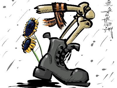 Смерть рашистского оккупанта. Карикатура А.Петренко: t.me/PetrenkoAndryi