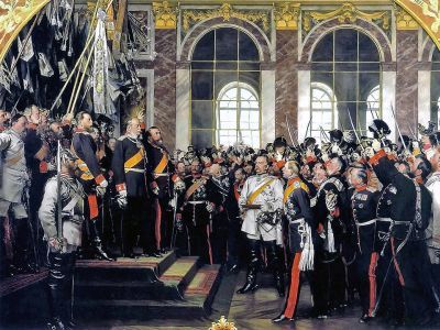 Торжественная церемония провозглашения Вильгельма I германским императором в Версале. Картина Антона Вернера. Источник: wikipedia.org